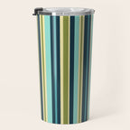 Vertical Stripes Blue Aqua Olive Vanilla Travel Mug Gallery Image 3