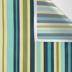 Vertical Stripes Blue Aqua Olive Vanilla Wall Tapestry Gallery Image 3