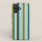 Vertical Stripes Blue Aqua Olive Vanilla iPhone Case Gallery Image 1