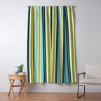 Vertical Stripes Blue Aqua Olive Vanilla Window Curtain Gallery Image 5