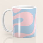 Soft Curves Retro Modern Abstract Pattern in Pastel Pink and Light Blue Coffee Mug Gallery Image 3