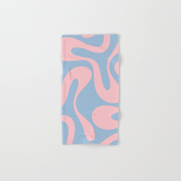 Soft Curves Retro Modern Abstract Pattern in Pastel Pink and Light Blue Bath Towel Gallery Image 1
