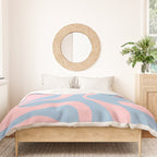 Soft Curves Retro Modern Abstract Pattern in Pastel Pink and Light Blue Duvet Cover Gallery Image 3