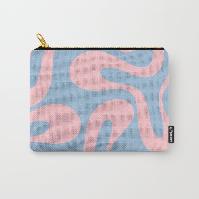 Soft Curves Retro Modern Abstract Pattern in Pastel Pink and Light Blue Carry All Pouch Gallery Image 1