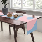 Soft Curves Retro Modern Abstract Pattern in Pastel Pink and Light Blue Table Runner Gallery Image 2