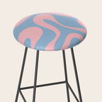 Soft Curves Retro Modern Abstract Pattern in Pastel Pink and Light Blue Stool Gallery Image 2