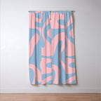 Soft Curves Retro Modern Abstract Pattern in Pastel Pink and Light Blue Window Curtain Gallery Image 3