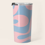 Soft Curves Retro Modern Abstract Pattern in Pastel Pink and Light Blue Travel Mug Gallery Image 3