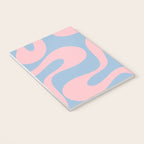 Soft Curves Retro Modern Abstract Pattern in Pastel Pink and Light Blue Notebook Gallery Image 3