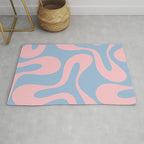 Soft Curves Retro Modern Abstract Pattern in Pastel Pink and Light Blue Rug Gallery Image 1