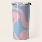 Soft Curves Retro Modern Abstract Pattern in Pastel Pink and Light Blue Travel Mug Gallery Image 2