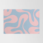 Soft Curves Retro Modern Abstract Pattern in Pastel Pink and Light Blue Rug Gallery Image 2