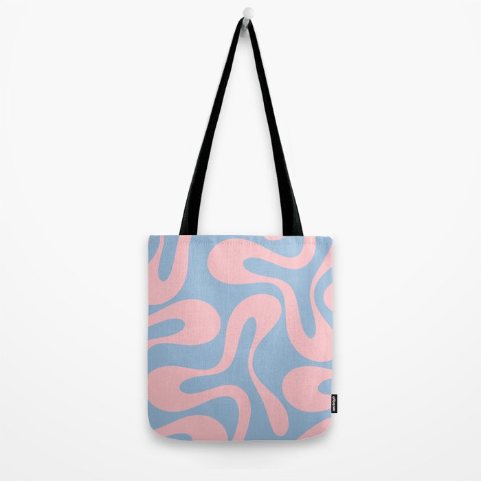Soft Curves Retro Modern Abstract Pattern in Pastel Pink and Light Blue Tote Bag Gallery Image 2