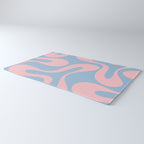 Soft Curves Retro Modern Abstract Pattern in Pastel Pink and Light Blue Rug Gallery Image 3