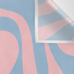 Soft Curves Retro Modern Abstract Pattern in Pastel Pink and Light Blue Wall Tapestry Gallery Image 3