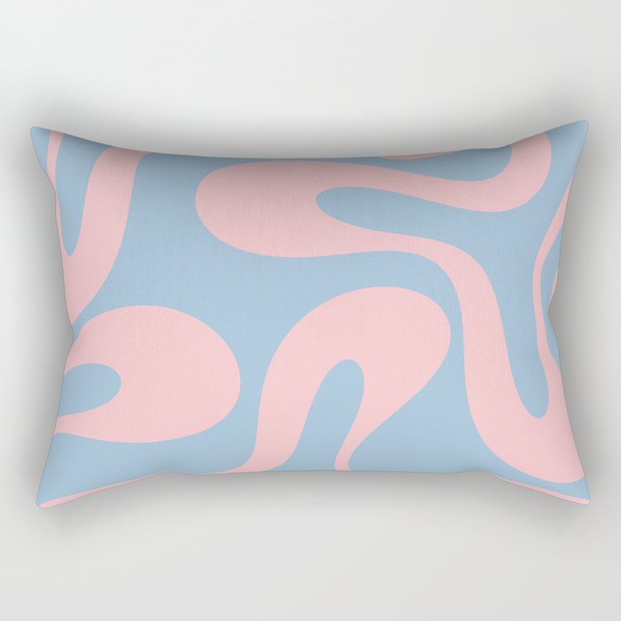 Soft Curves Retro Modern Abstract Pattern in Pastel Pink and Light Blue Rectangular Pillow Gallery Image 1