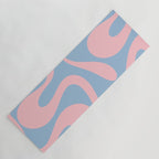 Soft Curves Retro Modern Abstract Pattern in Pastel Pink and Light Blue Yoga Mat Gallery Image 1