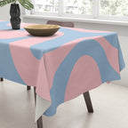 Soft Curves Retro Modern Abstract Pattern in Pastel Pink and Light Blue Tablecloth Gallery Image 3