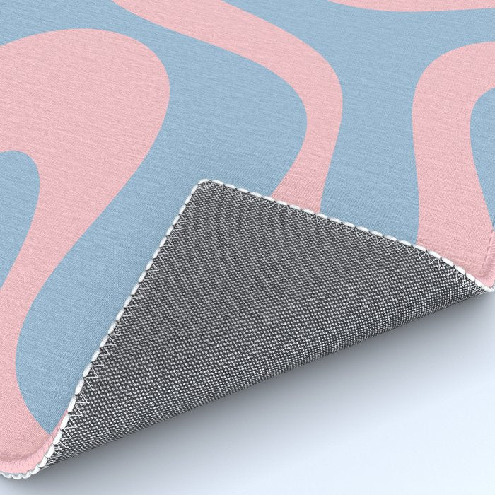 Soft Curves Retro Modern Abstract Pattern in Pastel Pink and Light Blue Rug Gallery Image 4