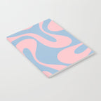 Soft Curves Retro Modern Abstract Pattern in Pastel Pink and Light Blue Notebook Gallery Image 2