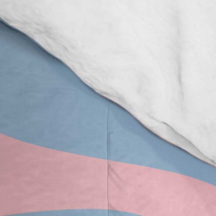 Soft Curves Retro Modern Abstract Pattern in Pastel Pink and Light Blue Comforter Gallery Image 4