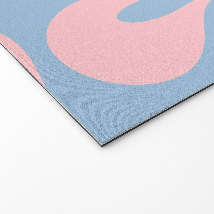 Soft Curves Retro Modern Abstract Pattern in Pastel Pink and Light Blue Welcome Mat Gallery Image 2