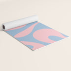 Soft Curves Retro Modern Abstract Pattern in Pastel Pink and Light Blue Yoga Mat Gallery Image 2