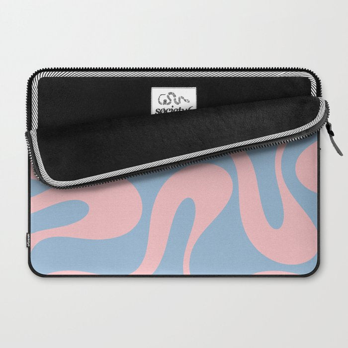 Soft Curves Retro Modern Abstract Pattern in Pastel Pink and Light Blue Laptop Sleeve Gallery Image 2
