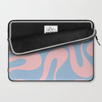 Soft Curves Retro Modern Abstract Pattern in Pastel Pink and Light Blue Laptop Sleeve Gallery Image 2