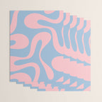 Soft Curves Retro Modern Abstract Pattern in Pastel Pink and Light Blue Wrapping Paper Gallery Image 3