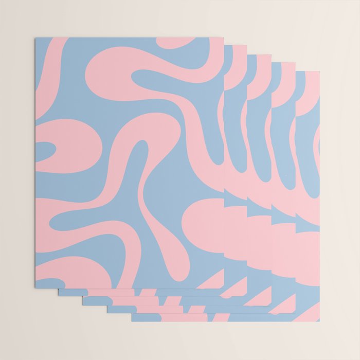 Soft Curves Retro Modern Abstract Pattern in Pastel Pink and Light Blue Wrapping Paper Gallery Image 3