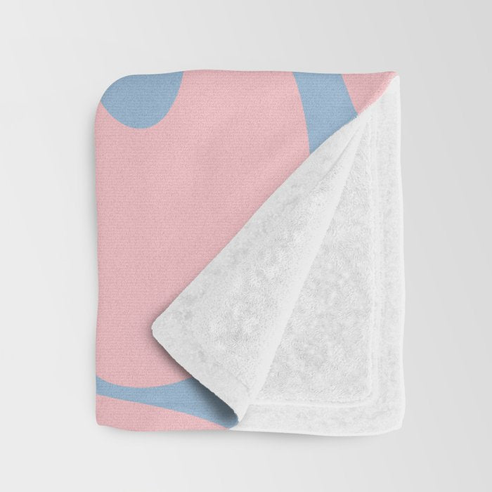 Soft Curves Retro Modern Abstract Pattern in Pastel Pink and Light Blue Throw Blanket Gallery Image 3
