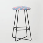 Soft Curves Retro Modern Abstract Pattern in Pastel Pink and Light Blue Stool Gallery Image 1