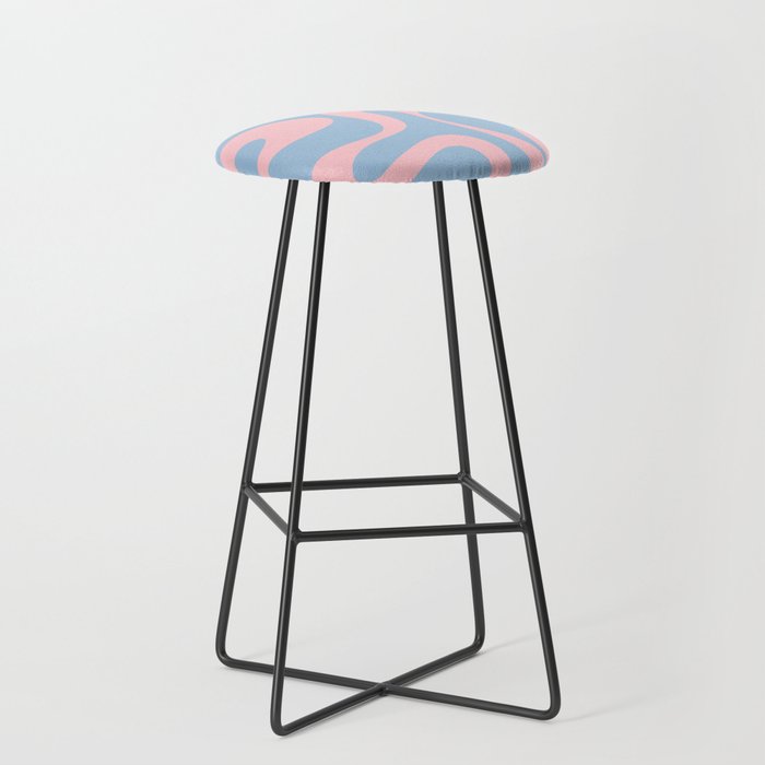 Soft Curves Retro Modern Abstract Pattern in Pastel Pink and Light Blue Stool Gallery Image 1