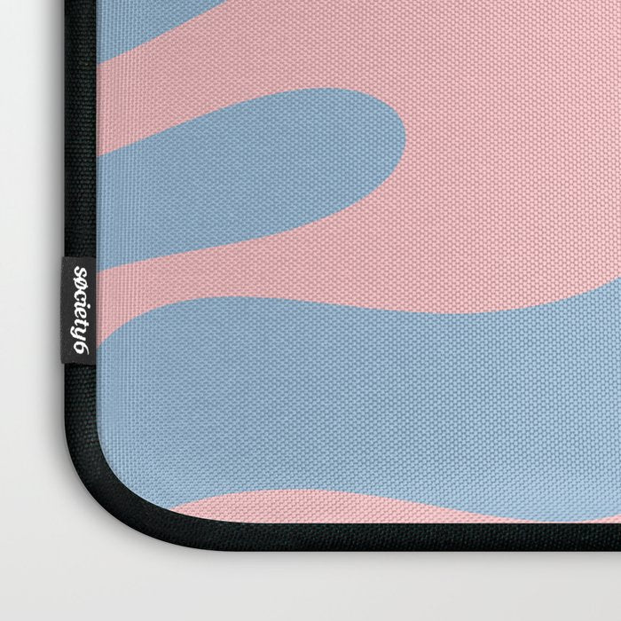 Soft Curves Retro Modern Abstract Pattern in Pastel Pink and Light Blue Laptop Sleeve Gallery Image 3