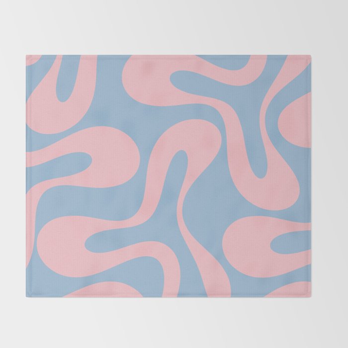 Soft Curves Retro Modern Abstract Pattern in Pastel Pink and Light Blue Throw Blanket Gallery Image 2