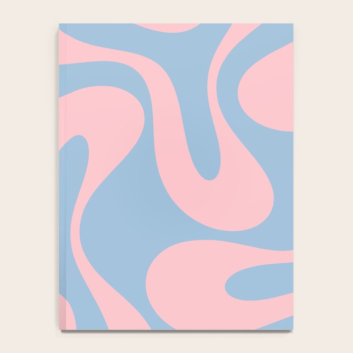 Soft Curves Retro Modern Abstract Pattern in Pastel Pink and Light Blue Notebook Gallery Image 4
