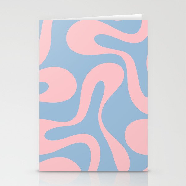 Soft Curves Retro Modern Abstract Pattern in Pastel Pink and Light Blue Stationery Card Gallery Image 1