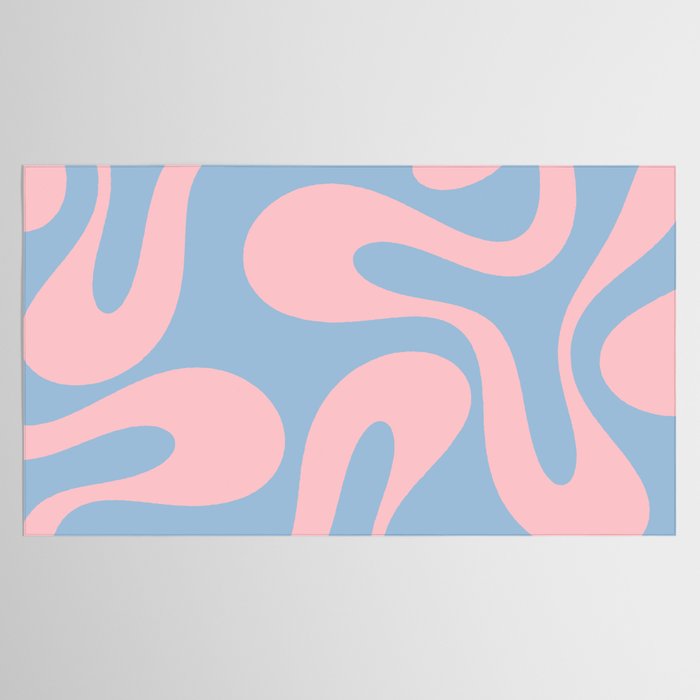 Soft Curves Retro Modern Abstract Pattern in Pastel Pink and Light Blue Tablecloth Gallery Image 2