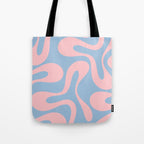 Soft Curves Retro Modern Abstract Pattern in Pastel Pink and Light Blue Tote Bag Gallery Image 1