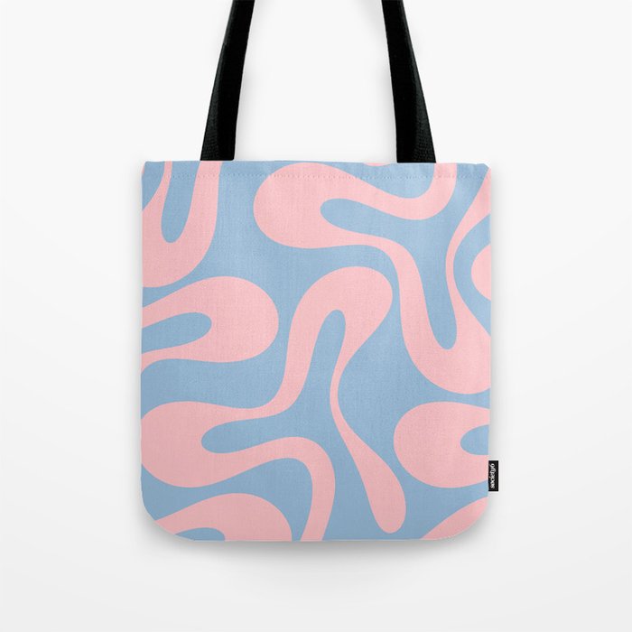 Soft Curves Retro Modern Abstract Pattern in Pastel Pink and Light Blue Tote Bag Gallery Image 1