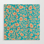 Tropical Blooms Pattern - Blue Wood Wall Art Gallery Image 1