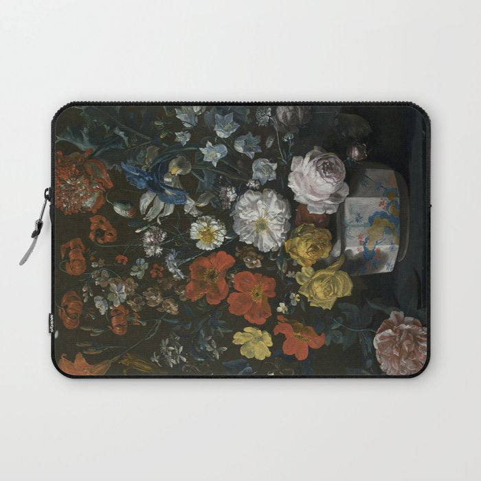 Flowers in a Chantilly Vase (c.1760) painting in high resolution by Louis Tessier.  Laptop Sleeve Gallery Image 1