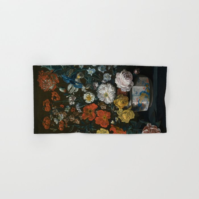 Flowers in a Chantilly Vase (c.1760) painting in high resolution by Louis Tessier.  Bath Towel Gallery Image 1