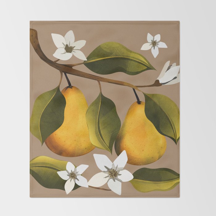 Pears Botanical Art 2 Throw Blanket Gallery Image 2