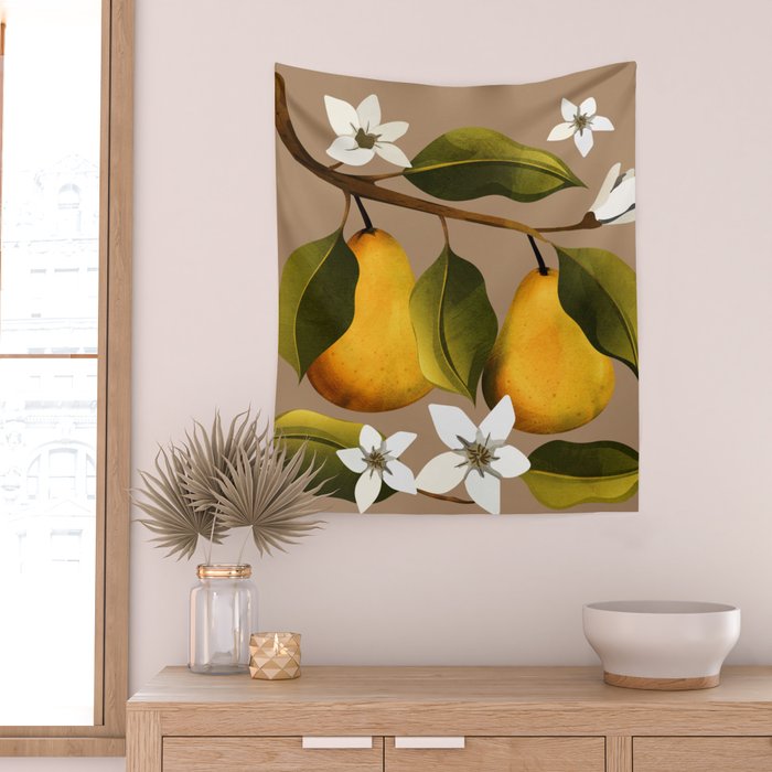 Pears Botanical Art 2 Wall Tapestry Gallery Image 2