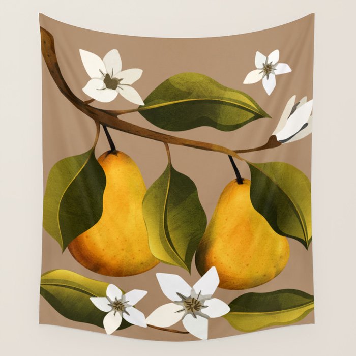 Pears Botanical Art 2 Wall Tapestry Gallery Image 4