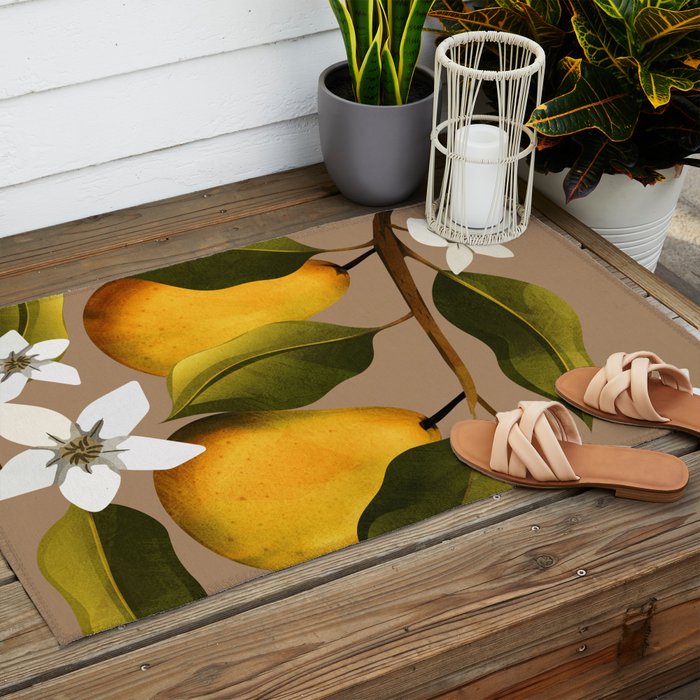 Pears Botanical Art 2 Outdoor Rug Gallery Image 2