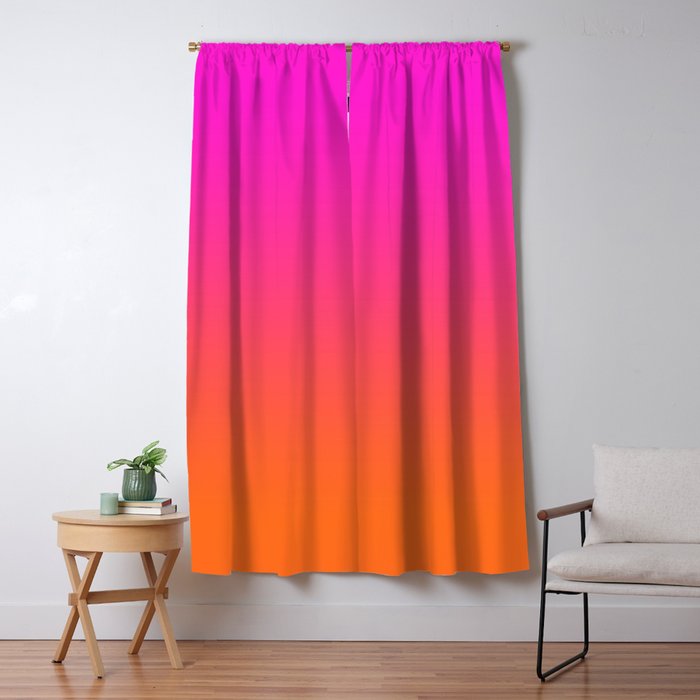 Hot Magenta Pink and Orange Trendy Ombre Window Curtain Gallery Image 5