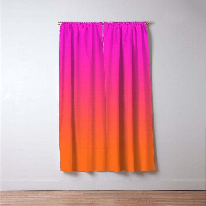Hot Magenta Pink and Orange Trendy Ombre Window Curtain Gallery Image 3